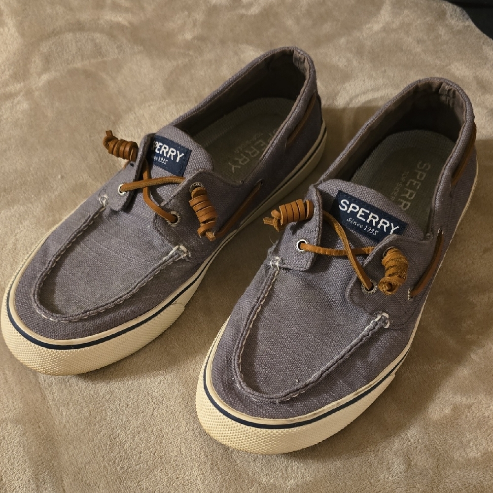 Sperry Men's Canvas Boat Shoes in Gray Size 9.5